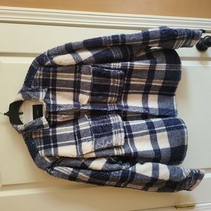 Stampd Cropped Plaid Sherpa Button Down jacket small